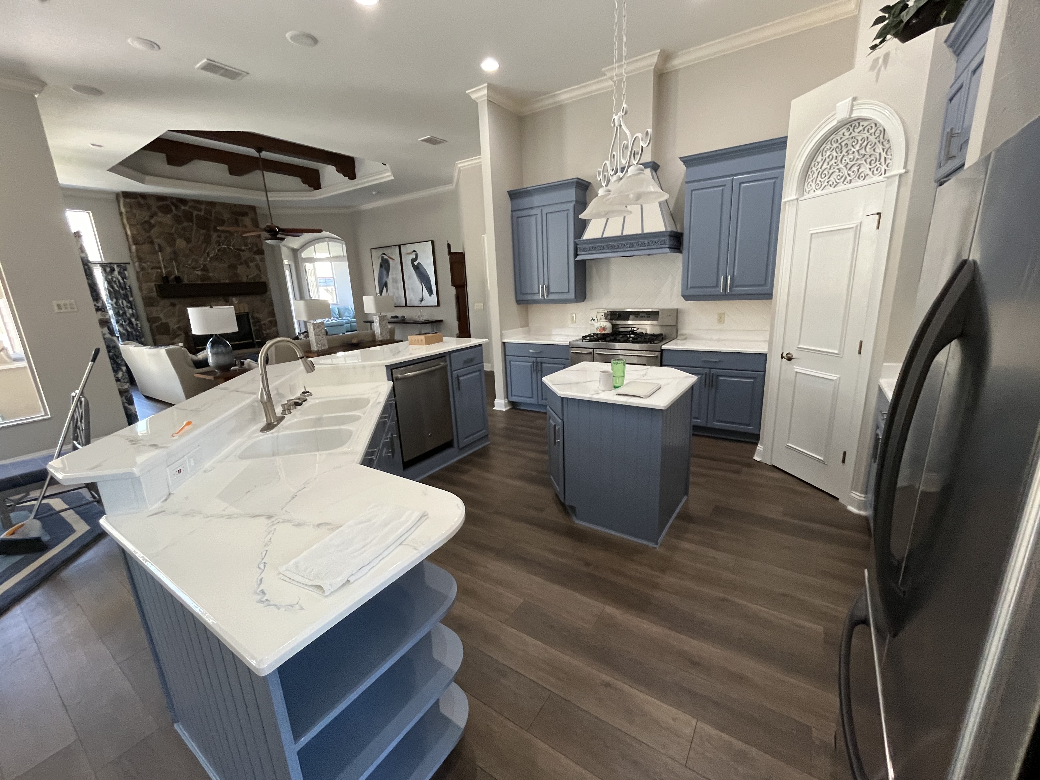 Kitchen cabinet refinishing slate blue open concept by HPC Florida