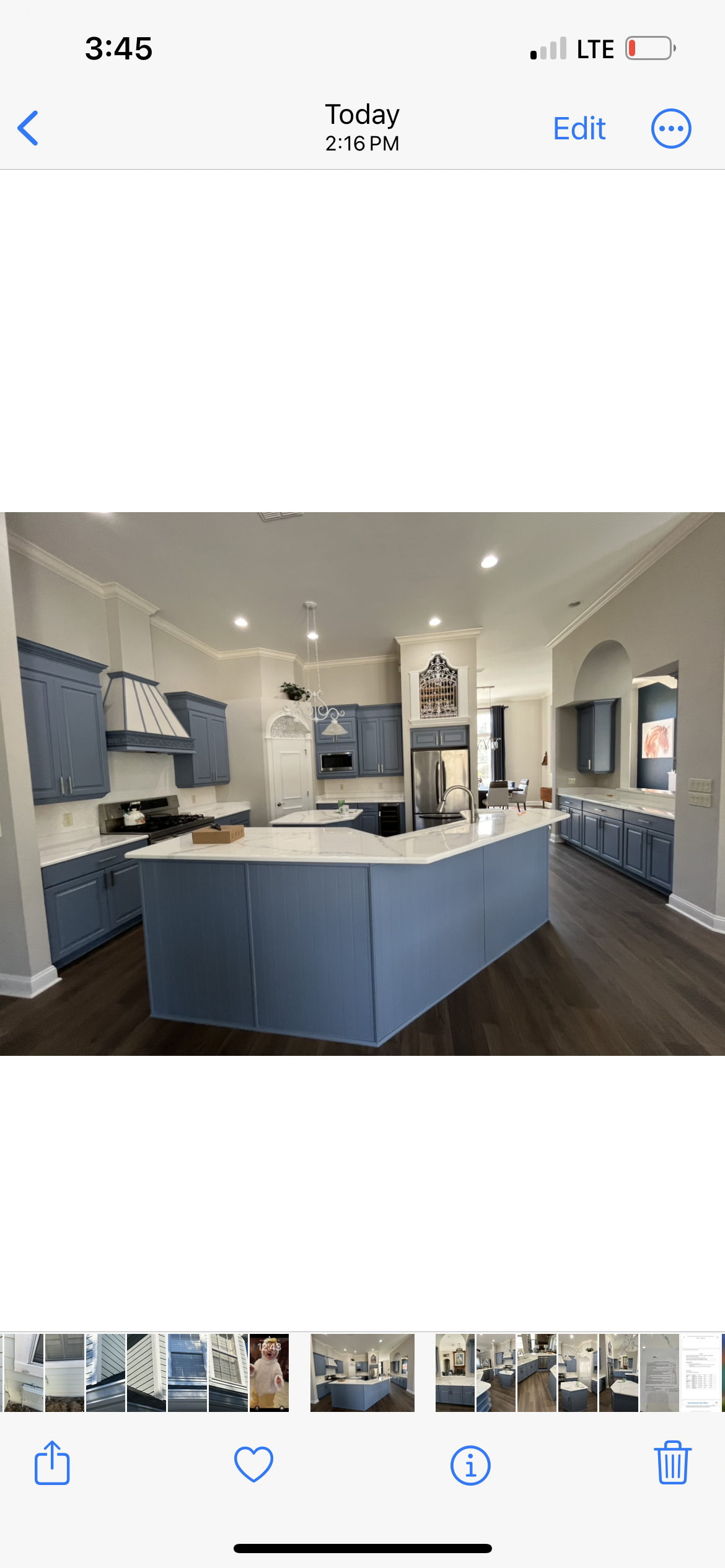 Kitchen cabinet refinishing after photo slate blue transformation by HPC Florida