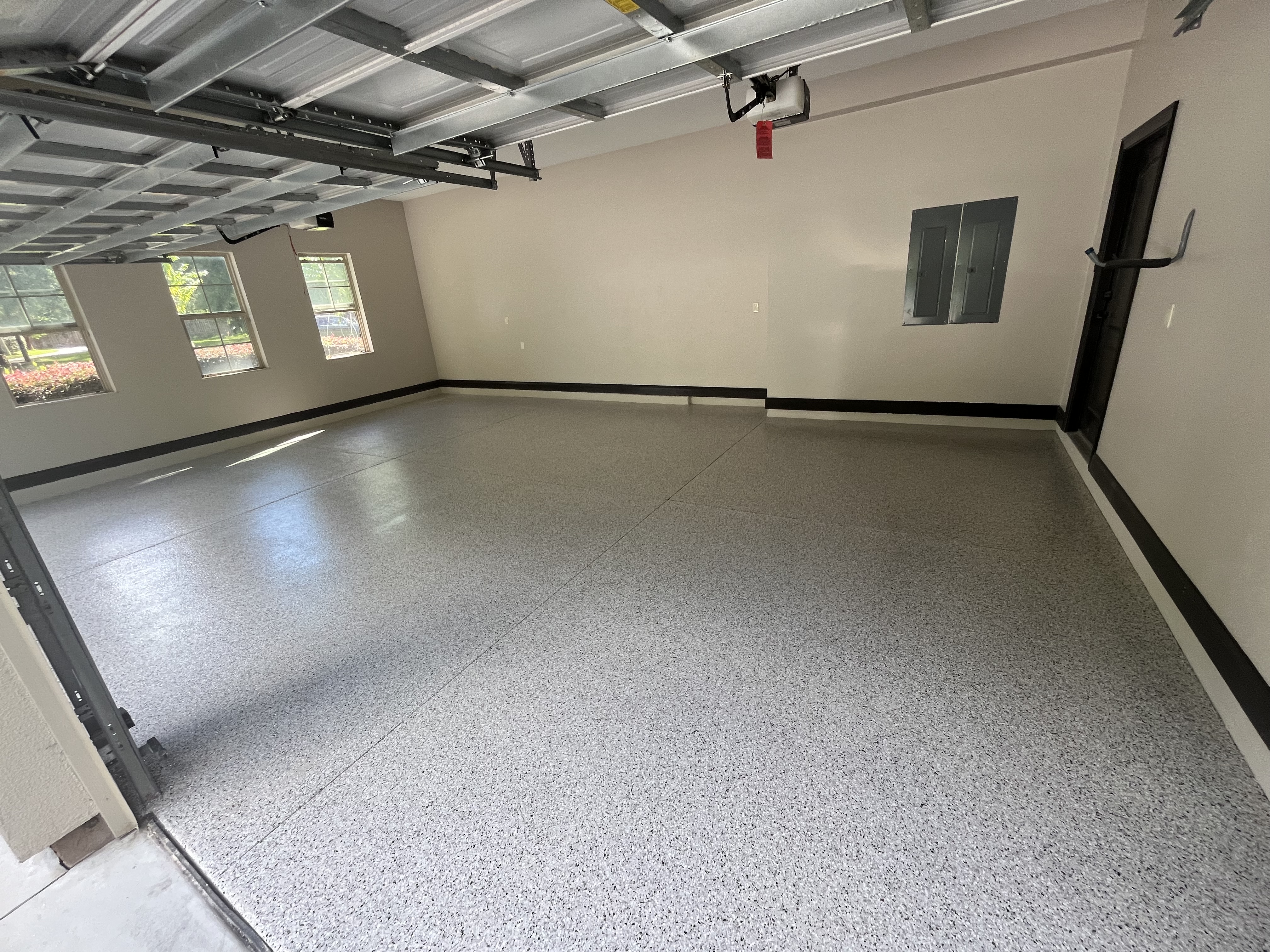 Large conference room interior painting white walls black ceiling by HPC in Jacksonville Florida